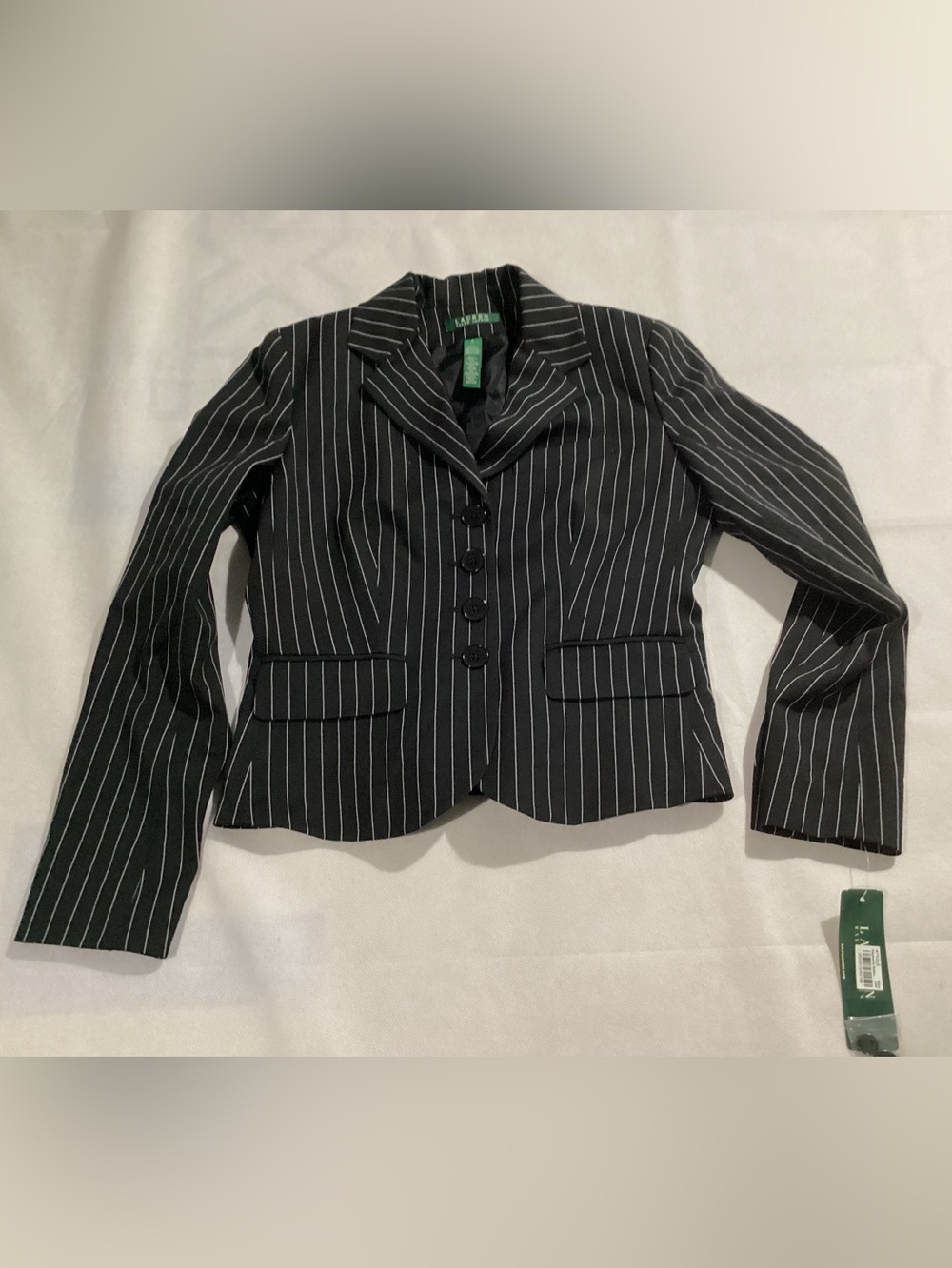 Ralph Lauren Black Pinstripe Women's Tailored Blazer size 4 #7